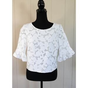 Rebecca Minkoff Floral, Lace White, Size Small Ladies Blouse